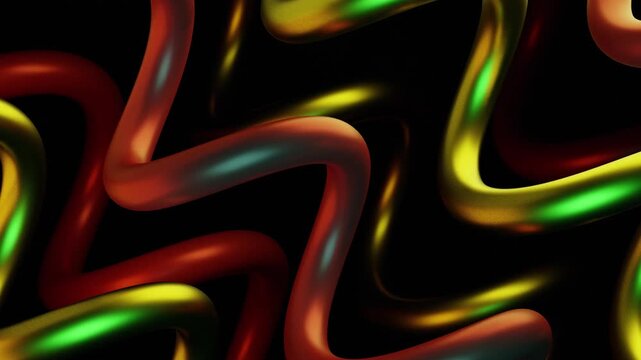 Metallic Modern Sticks Spring Abstract Loop Background: Red, Yellow, Green Gradient Motion in Abstract Loop Background