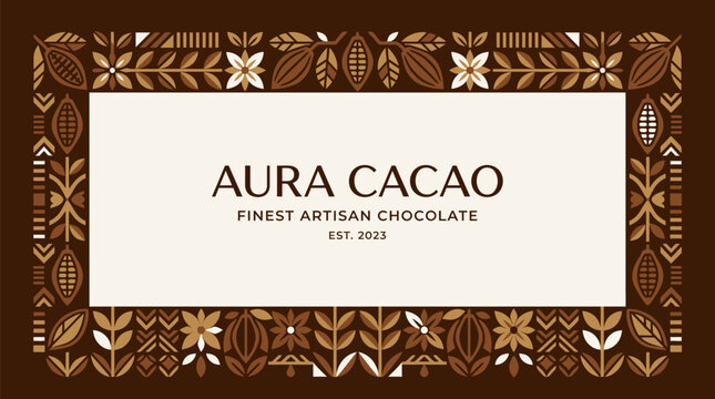 Chocolate label with cocoa beans