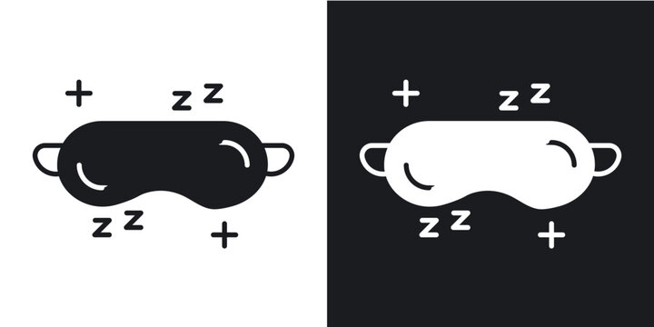 Eye mask icons vectors in solid black and white style
