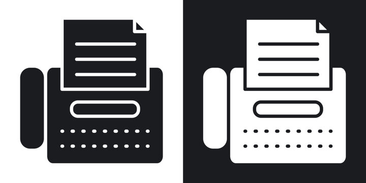 Fax machine icons vectors in solid black and white style
