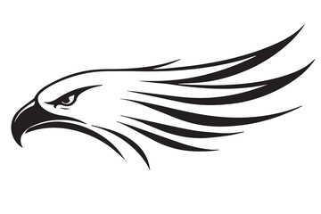 Obraz premium Vector art tribal tattoo portrait of an eagle head, featuring bold tribal patterns, strong bird of prey symbolism, sharp lines, icon style design, and detailed tattoo inspired artwork.