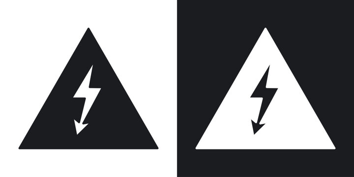 High voltage icons vectors in solid black and white style