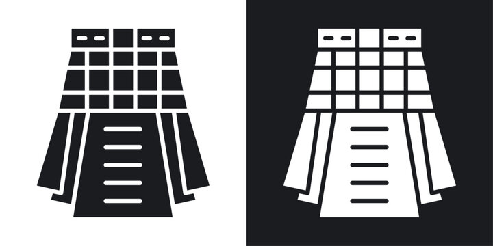 Kilt icons vectors in solid black and white style