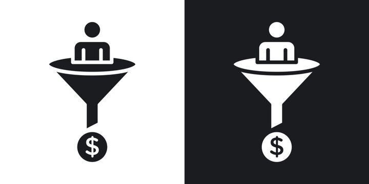 Lead conversion icons vectors in solid black and white style