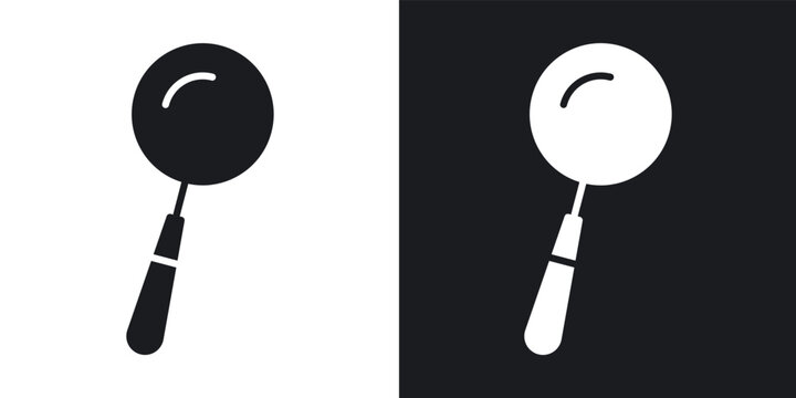 Magnifying glass icons vectors in solid black and white style