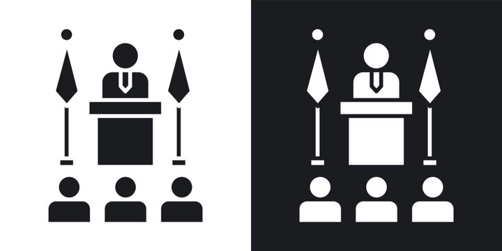 Mayor icons vectors in solid black and white style