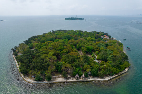 aerial view of historical onrust kelor island indonesia 