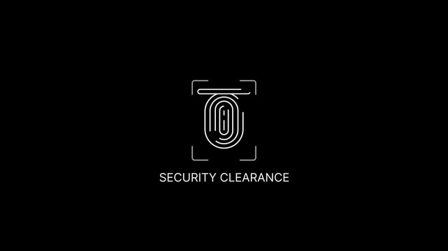 Security clearance badge with fingerprint scan and confidential document access concept for data protection and restricted access