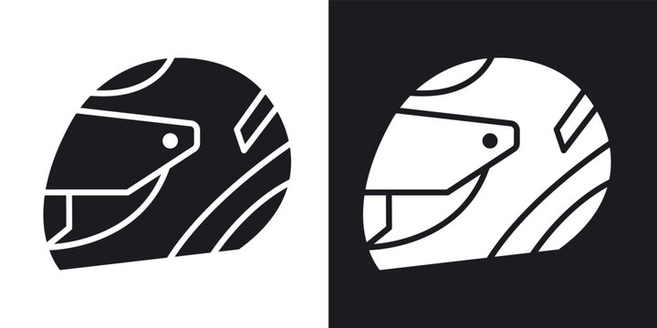 Motorcycle helmet icons vectors in solid black and white style