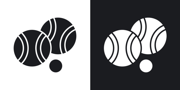 Petanque icons vectors in solid black and white style