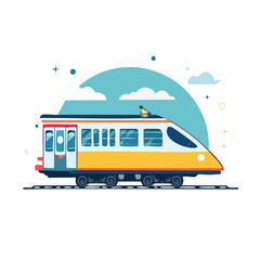 Fototapeta premium Flat illustration of a yellow and blue bus