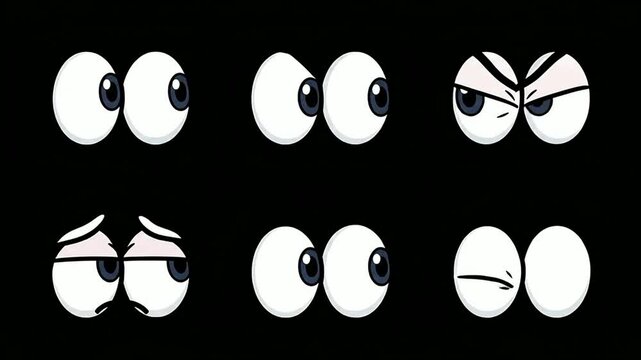 Expressive White Cartoon Eyes Set in Different Emotions