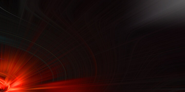 Dark background featuring explosive red light rays emanating from corner with swirling grain texture and mysterious dark shadow.