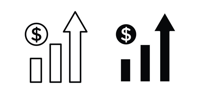 Chat arrow grow icons pack vectors in black flat and strokes