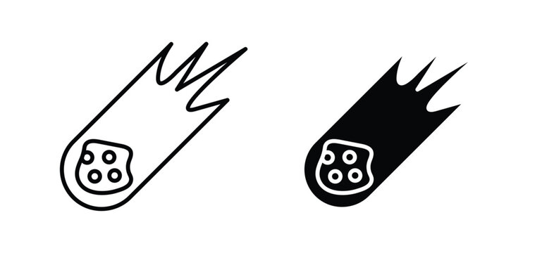 Comet icons pack vectors in black flat and strokes