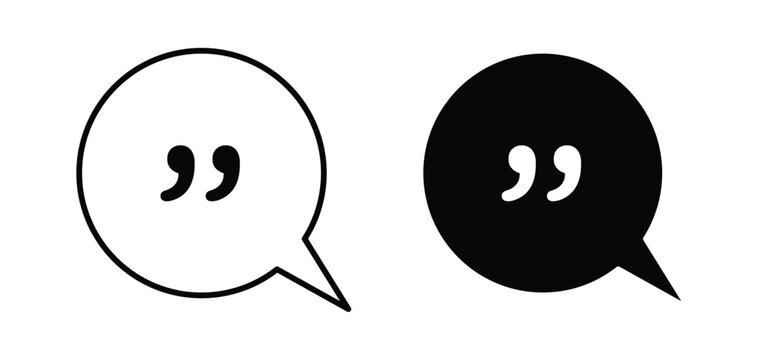 Comment quote icons pack vectors in black flat and strokes