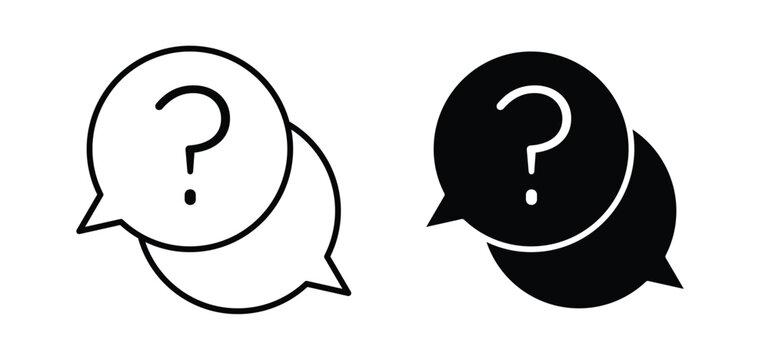 Comment question icons pack vectors in black flat and strokes