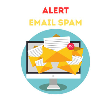 Digital Cybersecurity Warning Concept Representing Massive Incoming Unsolicited Electronic Mail Overload On Computer Screens