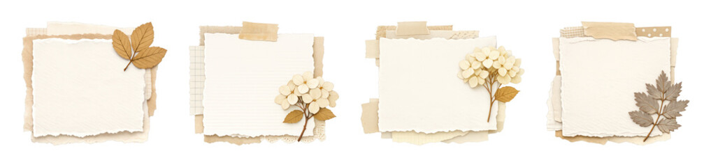 Obraz premium PNG Vintage floral paper frames on transparent background