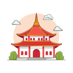 Fototapeta premium Traditional Asian Temple Vector Illustration