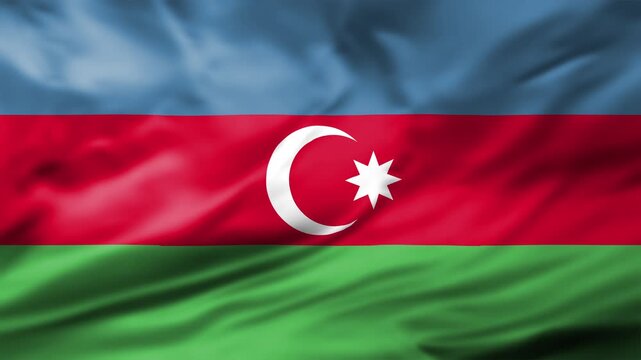 Azerbaijan Flag Waving Animation Background Azerbaijani National Symbol Crescent Star Close Up Video
