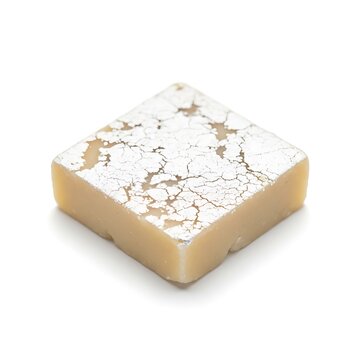 Kaju katli piece on white background, Indian sweet dessert