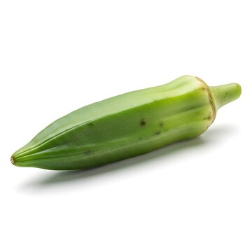 Fresh okra pod on white background
