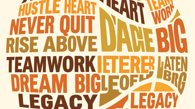 Motivational typographic word cloud with inspirational phrases.