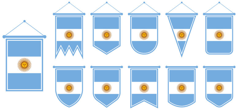 vector set pennant of Argentina Flag collections. Hanging banner Argentina flag. Argentina flag decoration symbol template design illustration