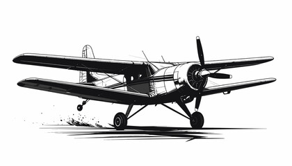 Vintage Biplane Aircraft Illustration. © ajji