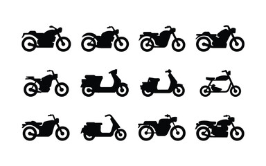 Fototapeta premium Motorcycle silhouettes various bike designs