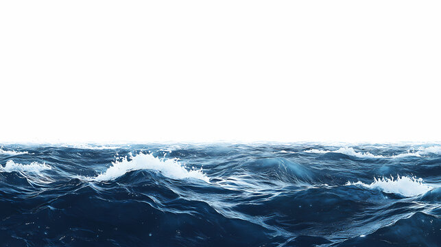 Vast Ocean Waves Against a White Background