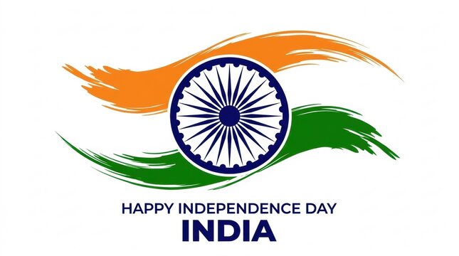Happy independence day india greeting with ashoka chakra flag colors