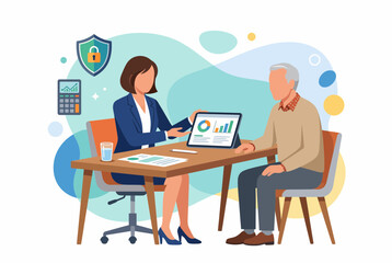 Fototapeta premium Senior Man Consulting Financial Advisor for Retirement Planning
