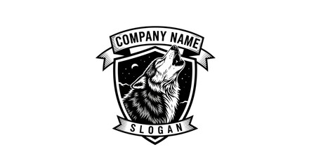 Fototapeta premium Fierce Lion Logo Design with Shield and Banner