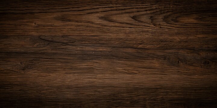 walnut brown dark oak wood background with horizontal grain vignette