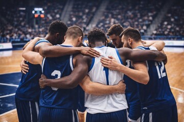 Fototapeta premium Team huddle on basketball court.