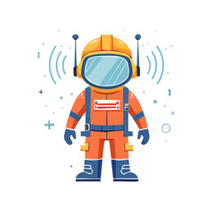 Fototapeta premium Flat illustration of an astronaut in a spacesuit
