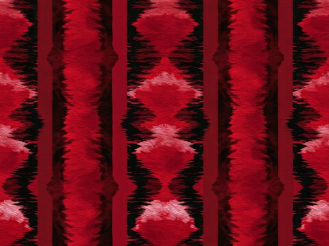 Artistic red stripe  deep dye stripe, tie dyed geo effect boho seamless  print pattern design . Abstract Texture Hand Ethnic Batik for runner carpet, rug, scarf, curtain