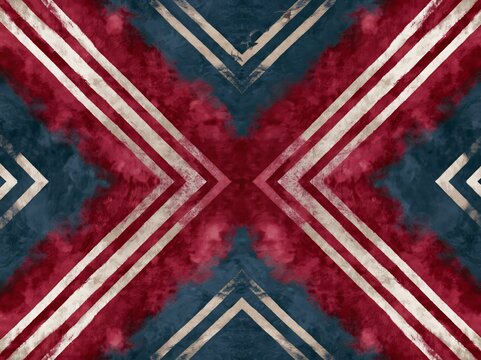 Artistic red stripe  deep dye stripe, tie dyed geo effect boho seamless  print pattern design . Abstract Texture Hand Ethnic Batik for runner carpet, rug, scarf, curtain