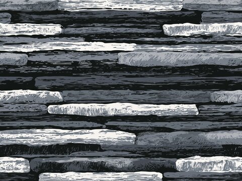 Hand drawn denim brush strokes  seamless pattern. Streaked organic textures with scribble textures. Sketches and doodles of stone textures. Natural elements in monochrome colors.