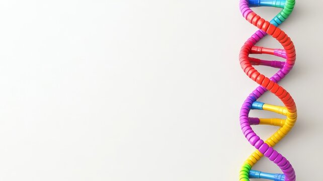 Colorful 3d dna helix strand model for molecular biology and genetic engineering scientific research concept illustration