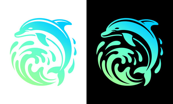 Stylized gradient dolphin jum...