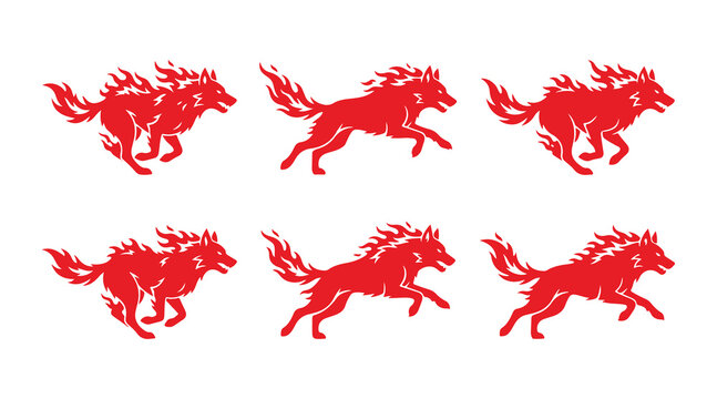 silhouette of fire wolf bundle set