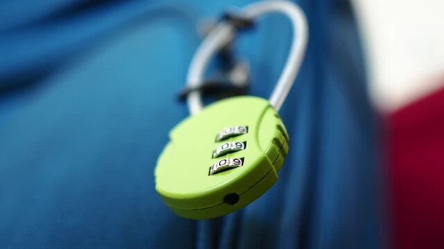 Lock on bag at a travel location