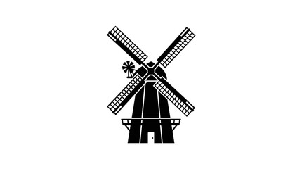 Obraz premium Windmill, black silhouette icon, mill icon, industrial symbol, energy vector isolated on White Background silhouette