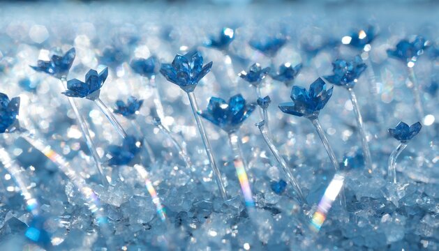 forget me not flower field that made entirely out of crystal
