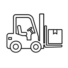 Fototapeta premium Forklift Carrying Package Box Line Icon Vector Isolated on Transparent Background