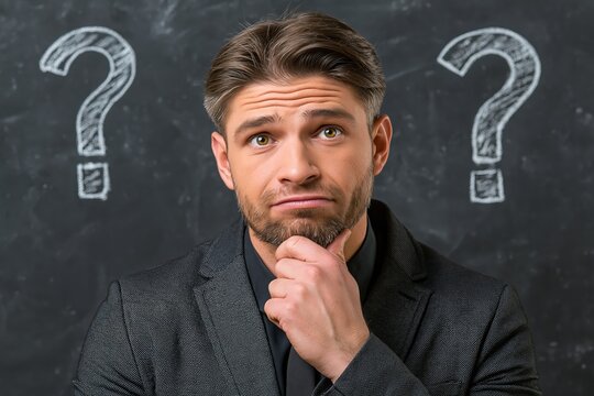 Business decision right or wrong, true or false, correct and incorrect, moral choosing option concept, thoughtful businessman holding right or wrong of left and right hand while making decision.