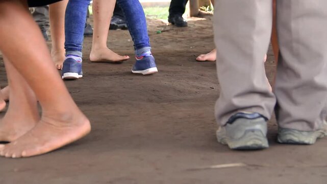 In Lamas, the locals dance barefoot during traditional Sunday celebrations. Many visitors join in the dancing. Tarapoto, Peru.